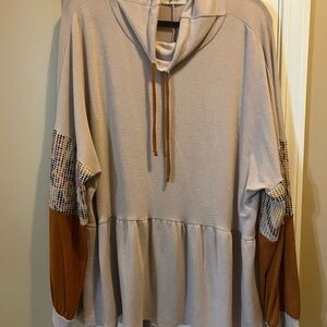 Women's Casual Hoodie with Plaid Accents 2xl Haptics